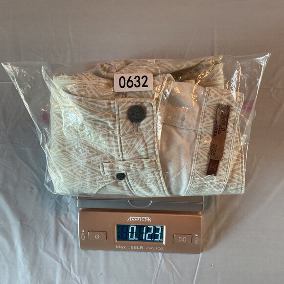 Prana Womens Beige Geometric Patterned Denim Pants Sz 2 waist 26 Cotton Blend - Picture 8 of 8